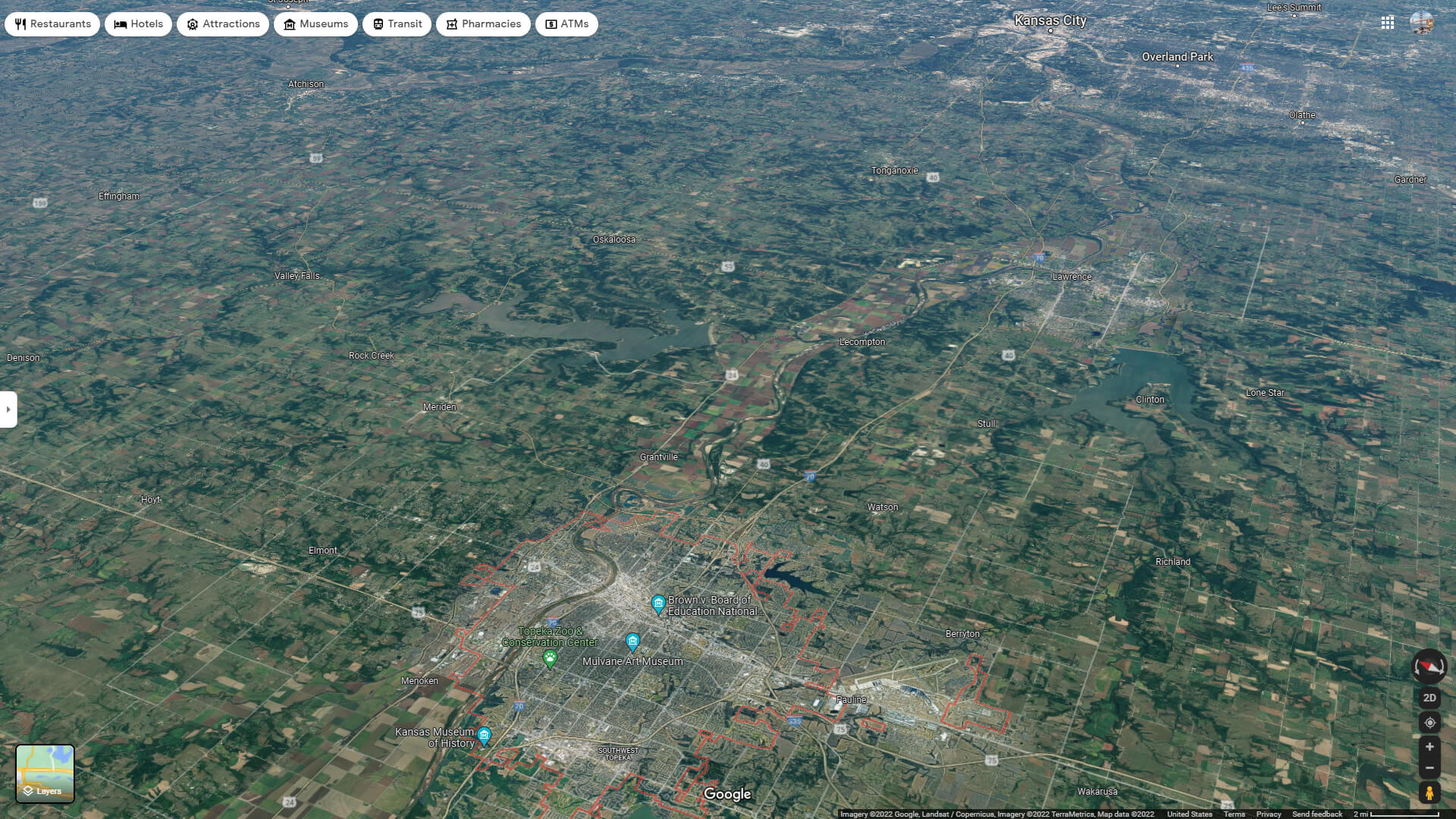 Topeka Aerial Map Kansas